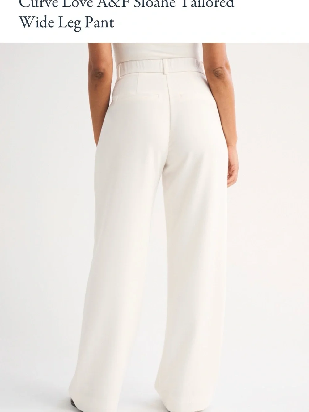 Abercrombie & Fitch Curve Love Sloane Tailored Wide Leg Pant Cream NWT